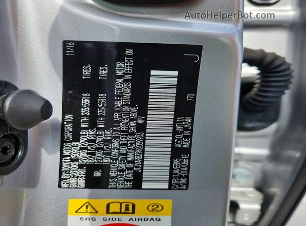 JTJYARBZ9H2059903 2017 LEXUS NX Серебряный 