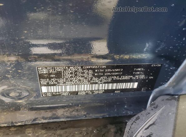 JTM6DRBV5TD000682 2026 TOYOTA RAV4 Blue VIN կոդի պիտակի տեսք