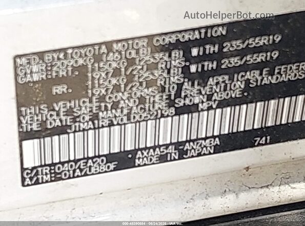 JTMA1RFV0LD052198 2020 TOYOTA RAV4 White Widok komory silnika