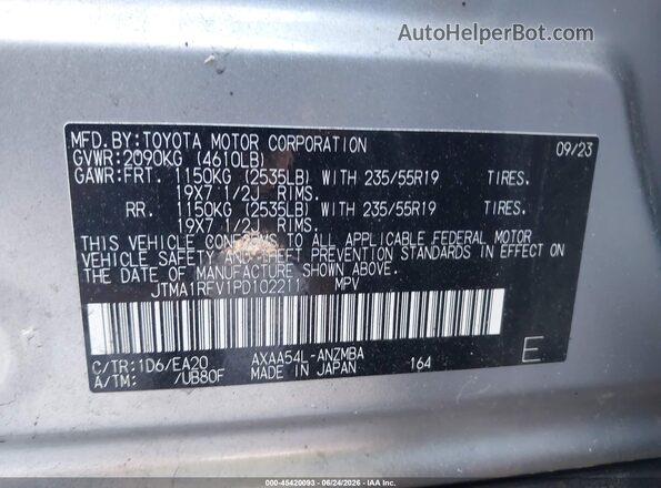 JTMA1RFV1PD102211 2023 TOYOTA RAV4 Silver Vista del compartimento del motor
