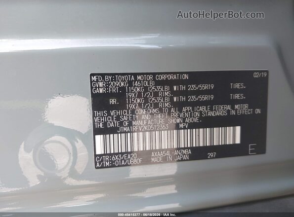 JTMA1RFV2KD512363 2019 TOYOTA RAV4 Teal Вид підкапотного простору