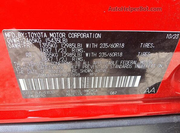 JTMAAAAA6PA027898 2023 TOYOTA BZ4X Red 