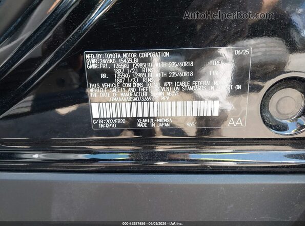 JTMAAAAAXSA073369 2025 TOYOTA BZ4X Black Շարժիչի բաժամունքի տեսք