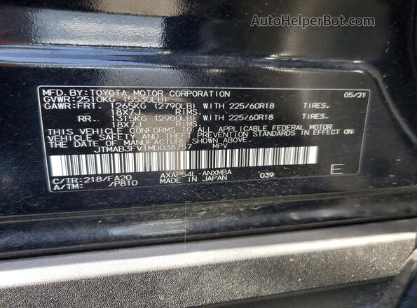 JTMAB3FV1MD038757 2021 TOYOTA RAV4 Black Widok wnętrza 360 stopni