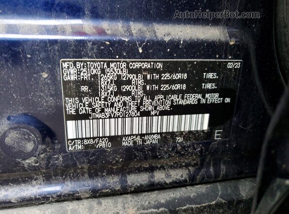 JTMAB3FV7PD127804 2023 TOYOTA RAV4 Blue Widok naklejki z numerem VIN
