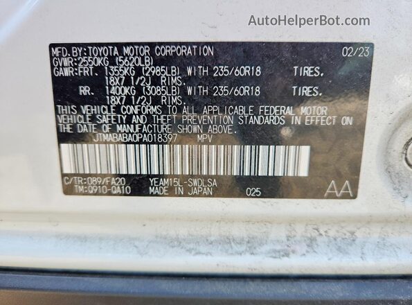 JTMABABA0PA018397 2023 SUBARU SOLTERRA White Vista interior de 360 grados