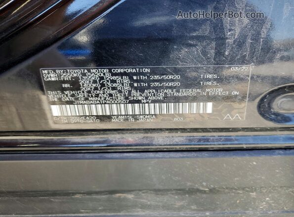 JTMABABA1PA000507 2023 SUBARU SOLTERRA Black VIN კოდის სტიკერის ხედი