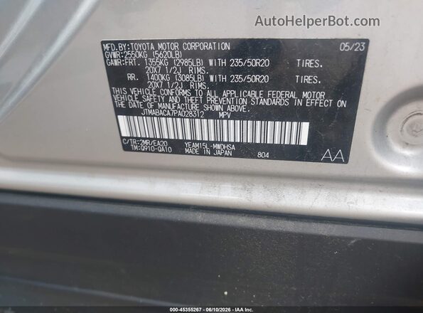 JTMABACA7PA028312 2023 TOYOTA BZ4X Silver Vista del compartimento del motor