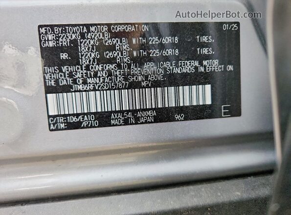 JTMB6RFV2SD157877 2025 TOYOTA RAV4 Silver 