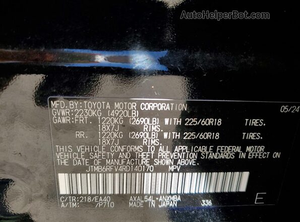JTMB6RFV4RD140170 2024 TOYOTA RAV4 Black 