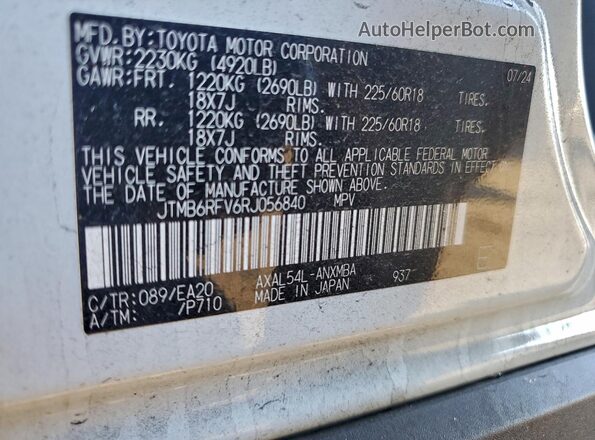 JTMB6RFV6RJ056840 2024 TOYOTA RAV4 White 