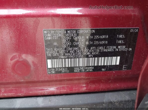 JTMB6RFV9RD131853 2024 TOYOTA RAV4 HYBRID Red 