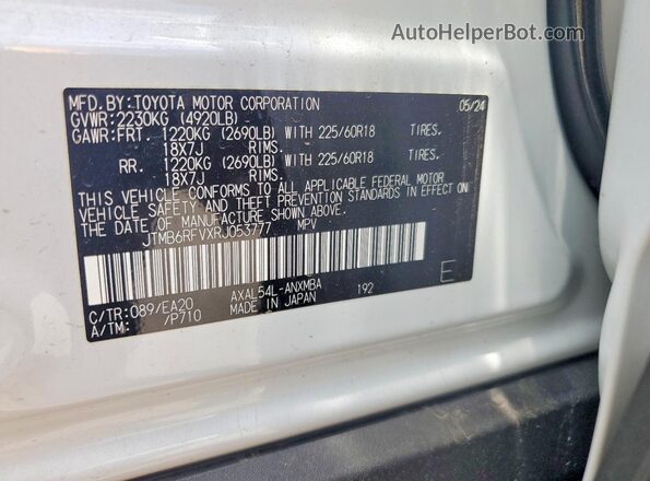 JTMB6RFVXRJ053777 2024 TOYOTA RAV4 White Սալոնի 360 աստիճան տեսք