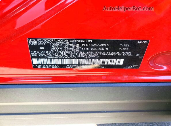 JTMBDAFB5TA007102 2026 TOYOTA BZ Красный Вид подкапотного пространства