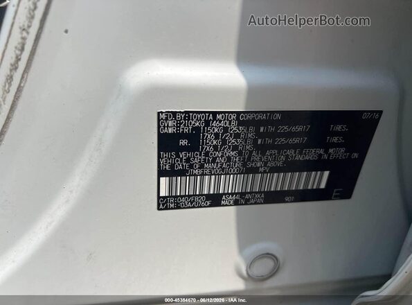 JTMBFREV0GJ100071 2016 TOYOTA RAV4 White 