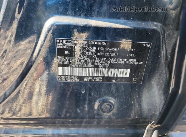 JTMBFREV0HJ131810 2017 TOYOTA RAV4 Blue VIN sticker view