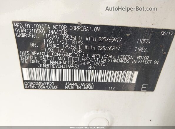 JTMBFREV0HJ165553 2017 TOYOTA RAV4 White Engine compartment view