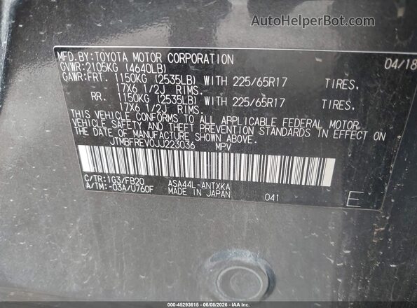 JTMBFREV0JJ223036 2018 TOYOTA RAV4 Black 