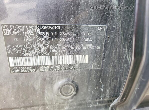 JTMBFREV1HJ136224 2017 TOYOTA RAV4 Black Շարժիչի բաժամունքի տեսք