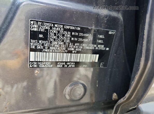 JTMBFREV7HJ151679 2017 TOYOTA RAV4 Gray 