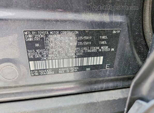 JTMC1RFV2KD030100 2019 TOYOTA RAV4 Gray 