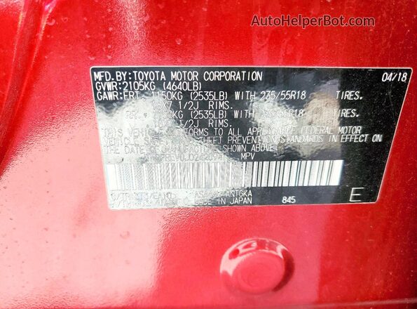 JTMDFREV0JD242094 2018 TOYOTA RAV4 Red VIN sticker view