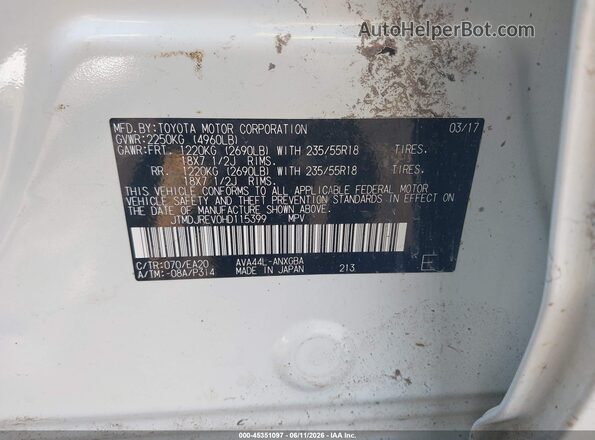 JTMDJREV0HD115399 2017 TOYOTA RAV4 HYBRID White Vista del compartimento del motor