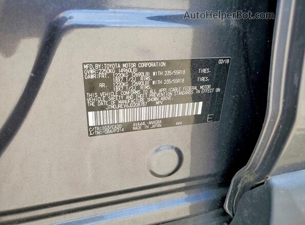 JTMDJREV6JD208787 2018 TOYOTA RAV4 Charcoal 