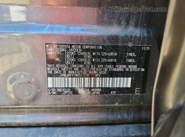 JTME6RFV1MD517270 2021 TOYOTA RAV4 Gray 