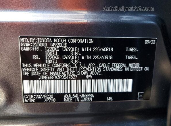 JTME6RFV3PD547827 2023 TOYOTA RAV4 Gray 