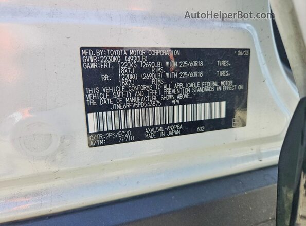 JTME6RFV5PD543875 2023 TOYOTA RAV4 White Vista interior de 360 grados