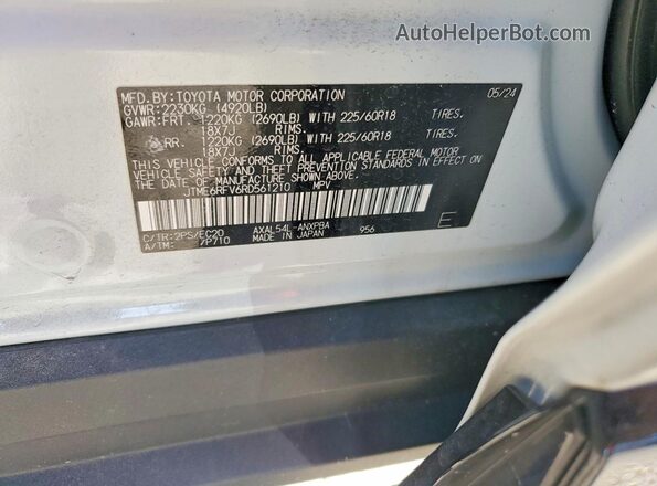 JTME6RFV6RD561210 2024 TOYOTA RAV4 White Widok naklejki z numerem VIN