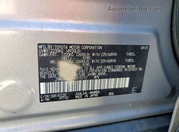 JTME6RFV8MD515712 2021 TOYOTA RAV4 Silver VIN კოდის სტიკერის ხედი