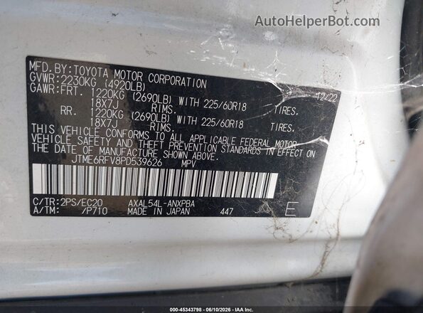 JTME6RFV8PD539626 2023 TOYOTA RAV4 HYBRID White Widok komory silnika