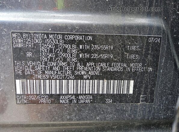 JTMEB3FV5RD217246 2024 TOYOTA RAV4 Gray 