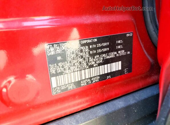 JTMEB3FV8ND107754 2022 TOYOTA RAV4 Red ძრავის განყოფილების ხედი