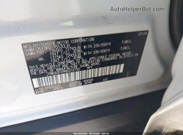 JTMEB3FV9RD216150 2024 TOYOTA RAV4 PRIME White Engine compartment view