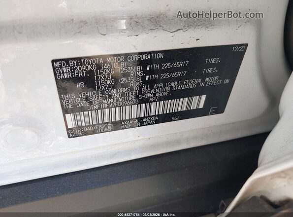 JTMF1RFV7PD096873 2023 TOYOTA RAV4 White Вид підкапотного простору