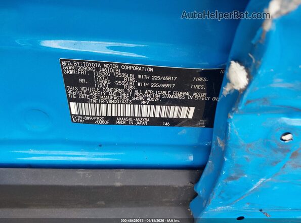 JTMF1RFV8MD074313 2021 TOYOTA RAV4 Blue Widok komory silnika