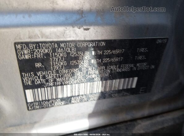 JTMF1RFVXKD045070 2019 TOYOTA RAV4 Silver Շարժիչի բաժամունքի տեսք