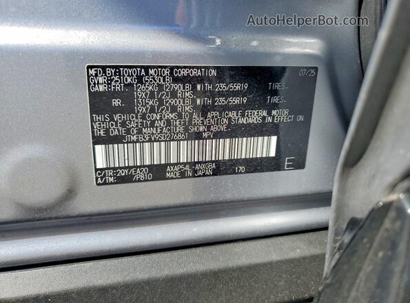 JTMFB3FV9SD276861 2025 TOYOTA RAV4 Серебряный Вид наклейки с VIN-кодом