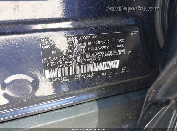 JTMFB3FV9SD281459 2025 TOYOTA RAV4 PLUG-IN HYBRID Dark Blue Շարժիչի բաժամունքի տեսք