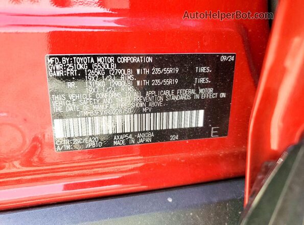JTMFB3FVXRD228750 2024 TOYOTA RAV4 Red Widok wnętrza 360 stopni