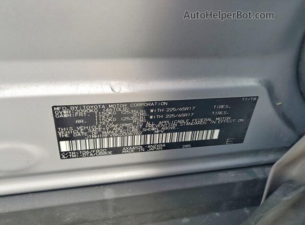JTMH1RFV8KD006762 2019 TOYOTA RAV4 Silver 