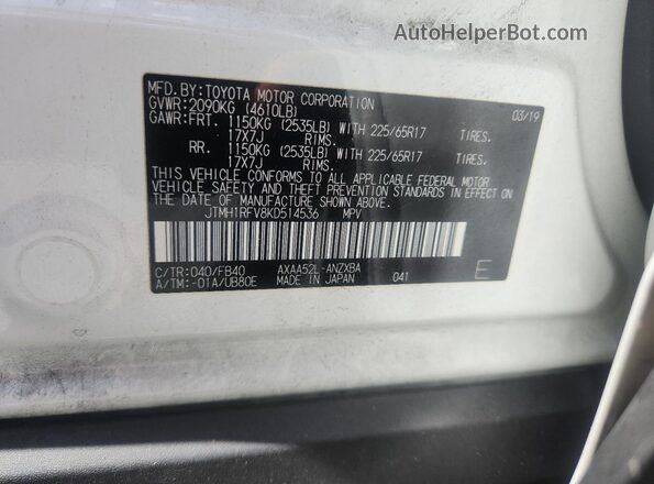 JTMH1RFV8KD514536 2019 TOYOTA RAV4 White 
