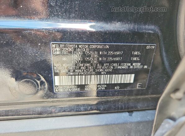 JTMH1RFV9KD035185 2019 TOYOTA RAV4 Black VIN կոդի պիտակի տեսք
