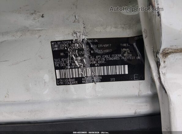JTMK1RFV9KJ008639 2019 TOYOTA RAV4 White ძრავის განყოფილების ხედი