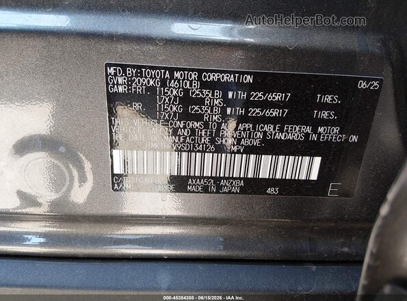 JTMK1RFV9SD134126 2025 TOYOTA RAV4 Gray Vista del compartimento del motor