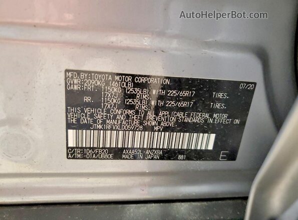 JTMK1RFVXLD059728 2020 TOYOTA RAV4 Silver 