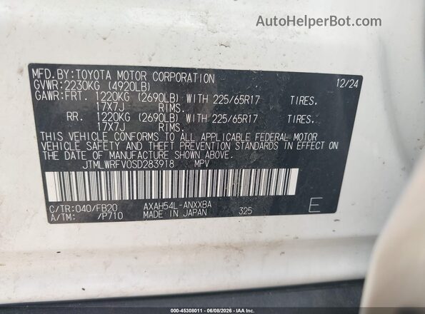 JTMLWRFV0SD283918 2025 TOYOTA RAV4 HYBRID Белый Вид подкапотного пространства